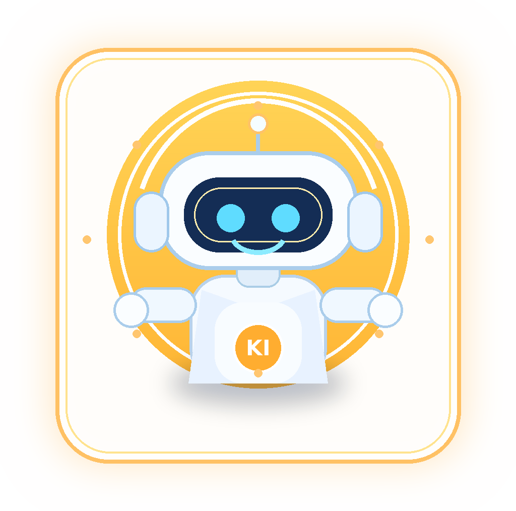 Orangefarbene Roboter-Grafik für die PM-Rolle