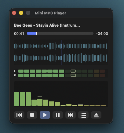 Standard-Modus mit Vintage-Fensteroberfläche, Waveform und Transportbereich