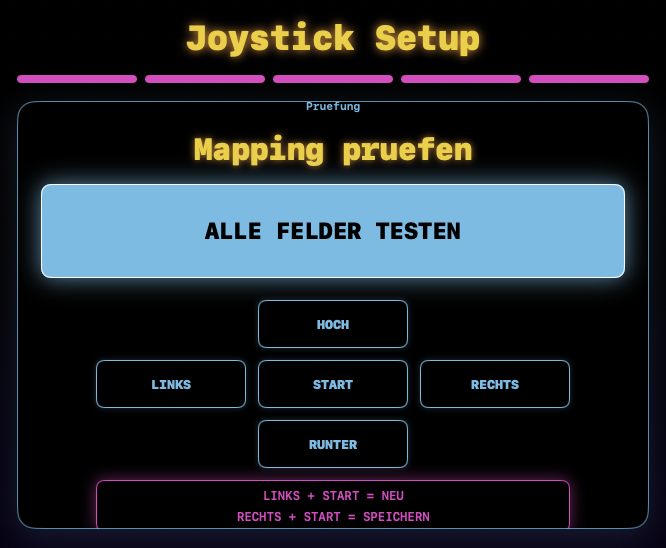 RabbitRUNNER Joystick-Setup mit Richtungstest